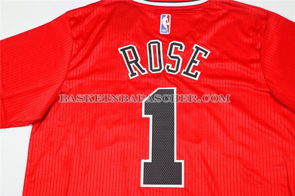 Maillot Authentique Manche Courte Chicago Bulls Rose Rouge